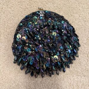 Vintage Peacock Sequin Small Clutch Purse